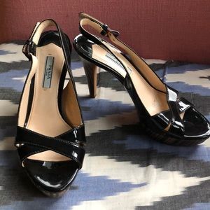 Prada slingback patent leather platform heels